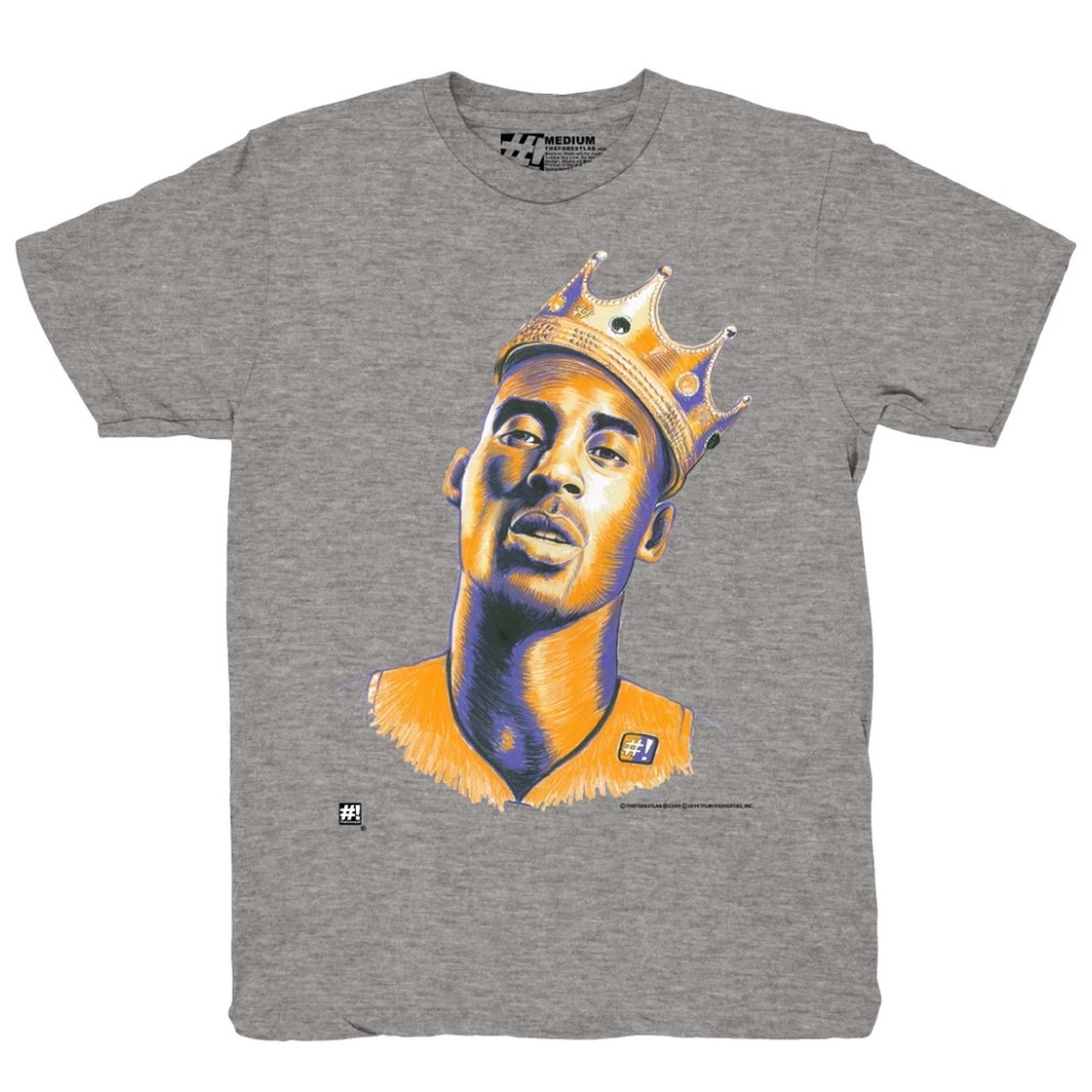 The Forest Lab Only Kings Have Rings Kobe Bryant in Gray T-Shirt 5XL New